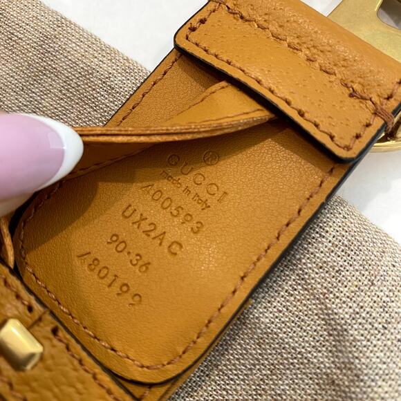 Gucci GG Marmont G Print Raffia Straw Wide Belt 90 Tan Pink Yellow - Picture 4 of 16